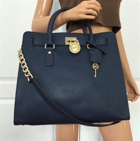 michael kors navy leather bag|Michael Kors shoulder bag blue.